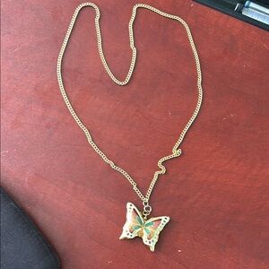 Gold Butterfly Pendant Necklace